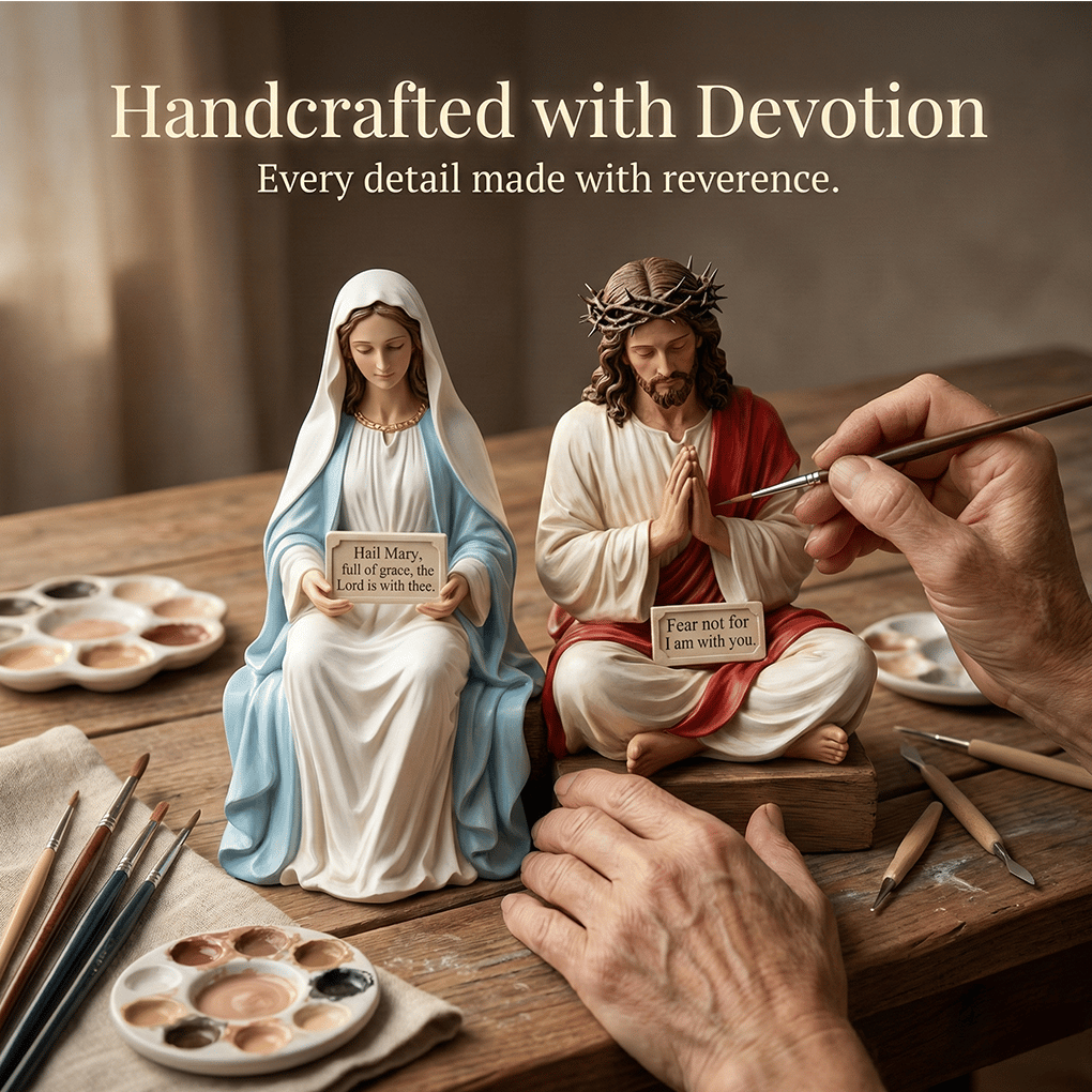 ✝️Peaceful Desk Companions ✨ Handcrafted Jesus & Virgin Mary Figurines🏆