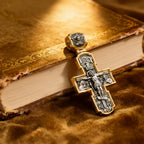 Orthodox S925K Silver Double-Sided Engraved Jesus Christ Crucified and Saints Orthodox Necklace