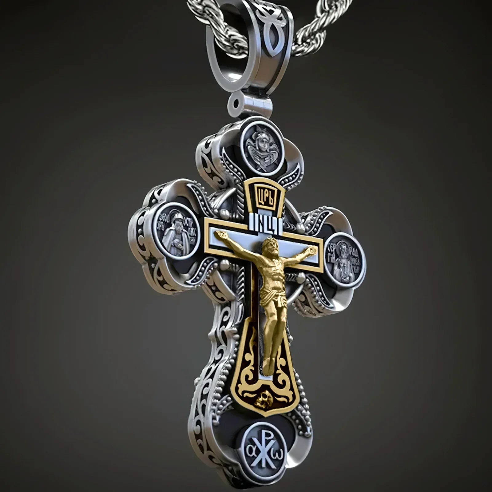 Two-Sided Devotional Cross - Jesus & Mary in 925 Silver - Wearable Faith