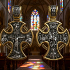 Double-sided S925k silver pendant depicting the Passion of Christ and St. George slaying the dragon.