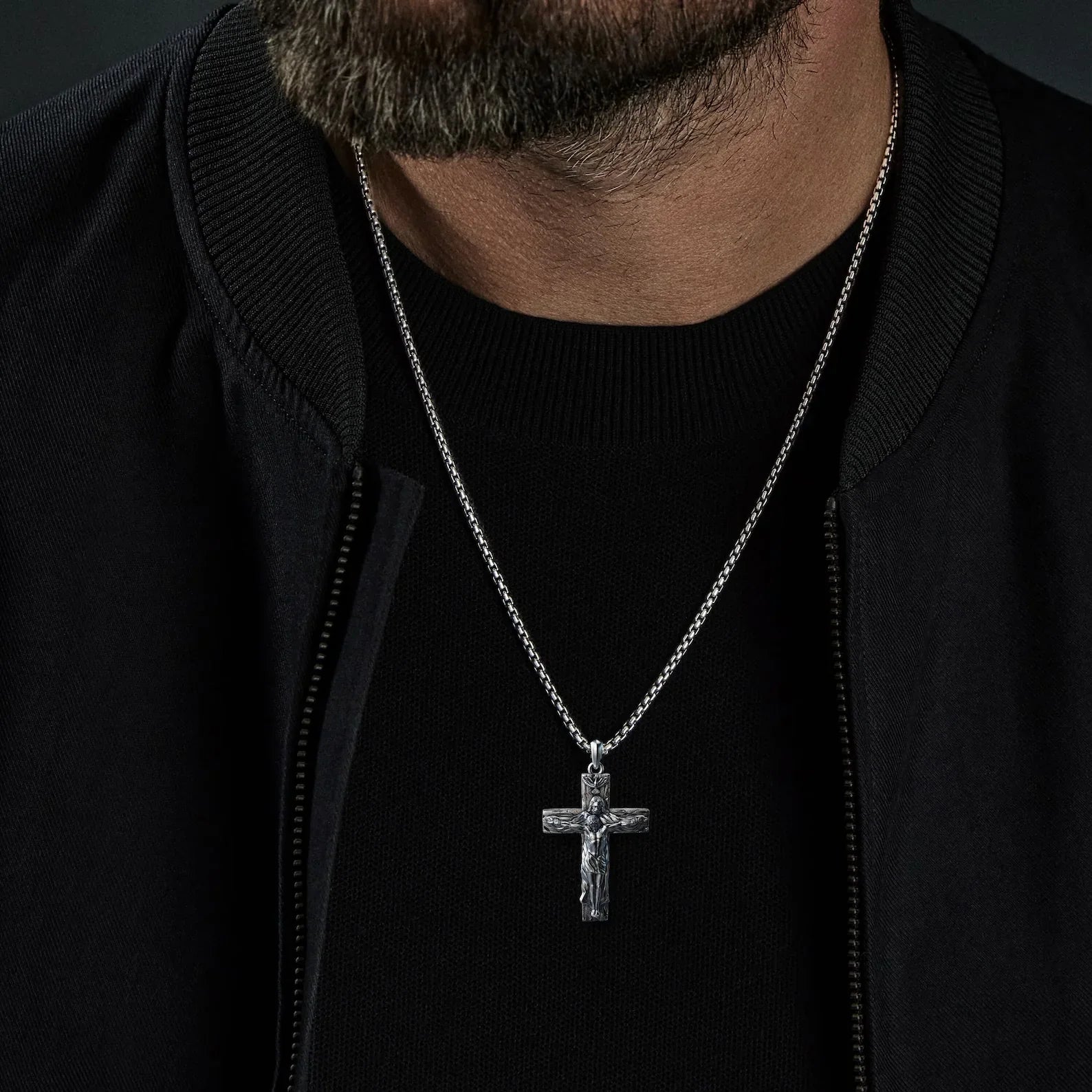 New Titanium/S925K Silver Trinity Cross Necklace
