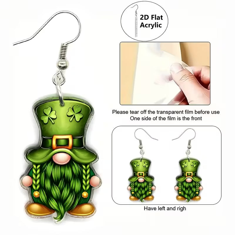 St Patricks Day Earrings | Piercing Dangle Earrings Green💋