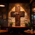 BGCOPPER Savior Jesus Cross - Carved from Natural Wood