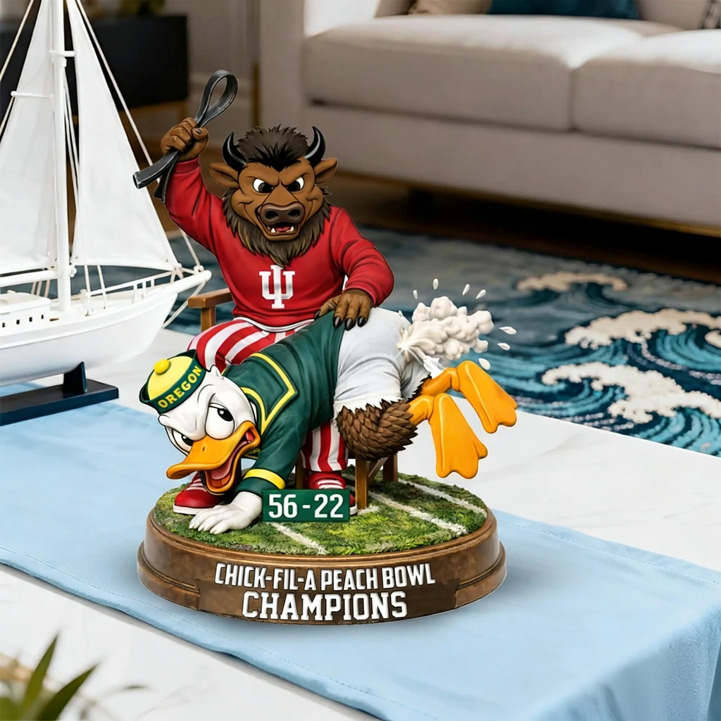 Indiana Hoosiers x Oregon Ducks Chick Fil a Peach Bowl Champions 3D Resin Figurine💋
