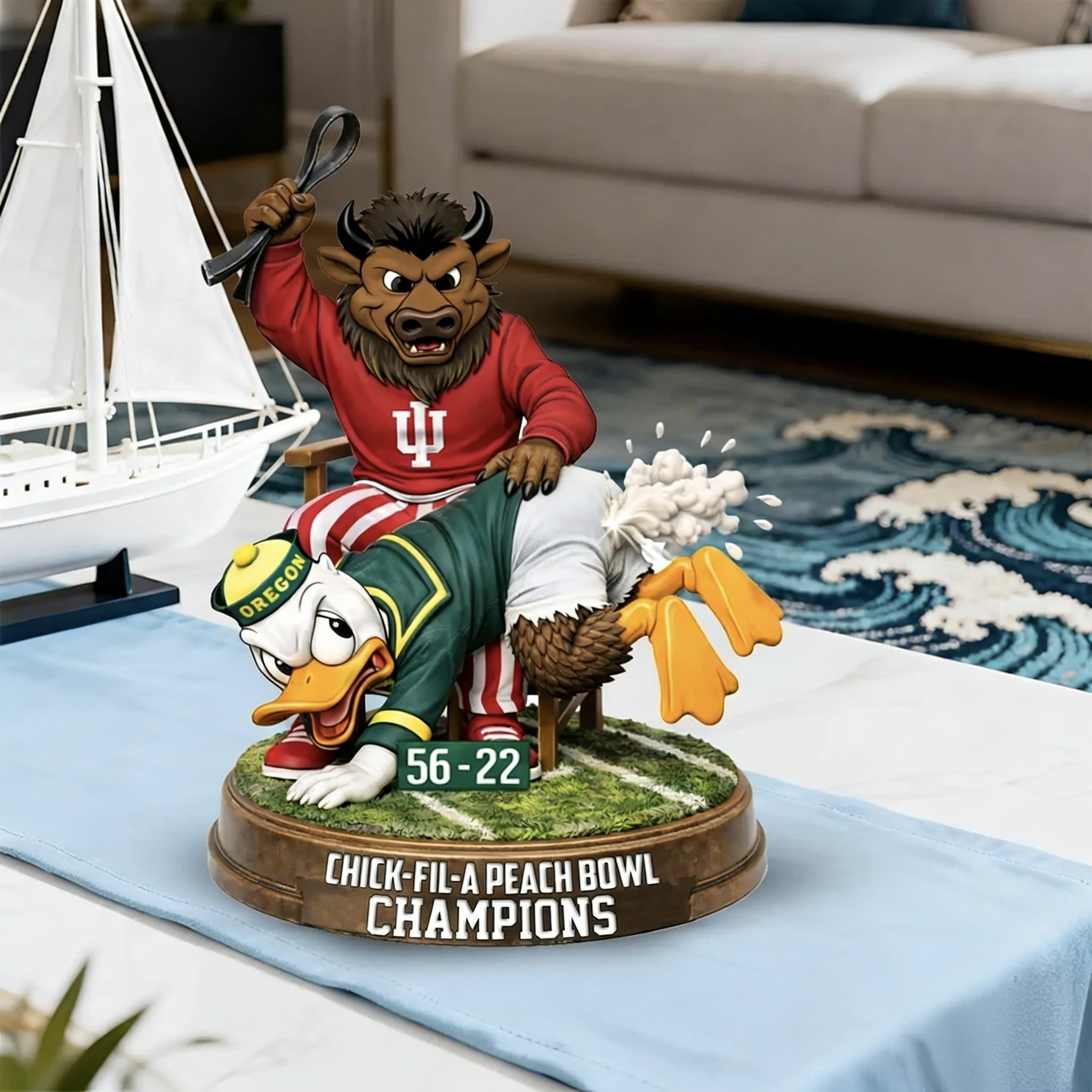Indiana Hoosiers x Oregon Ducks Chick Fil a Peach Bowl Champions 3D Resin Figurine💋
