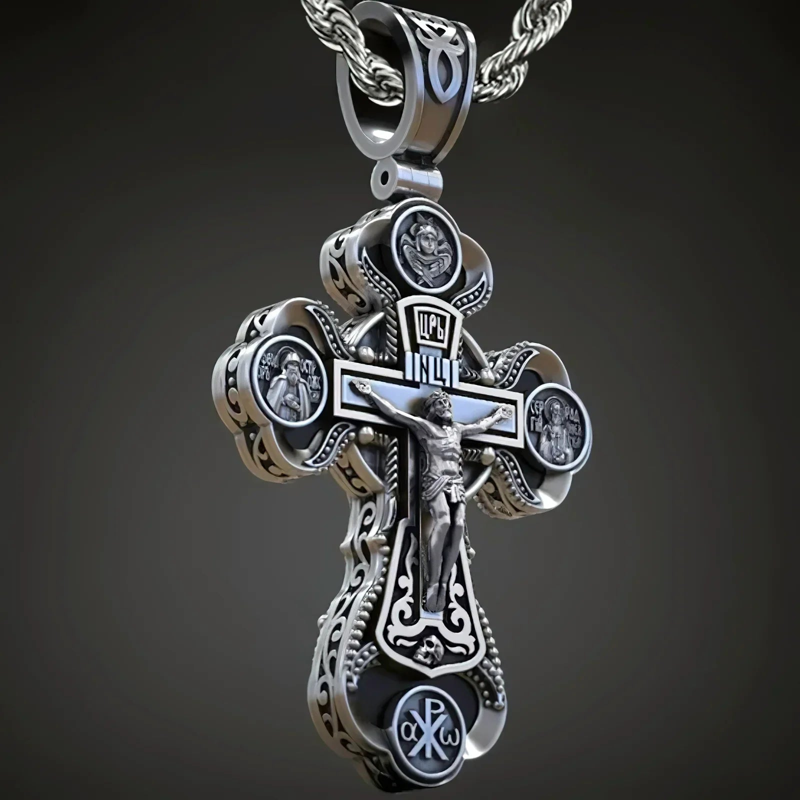 Two-Sided Devotional Cross - Jesus & Mary in 925 Silver - Wearable Faith