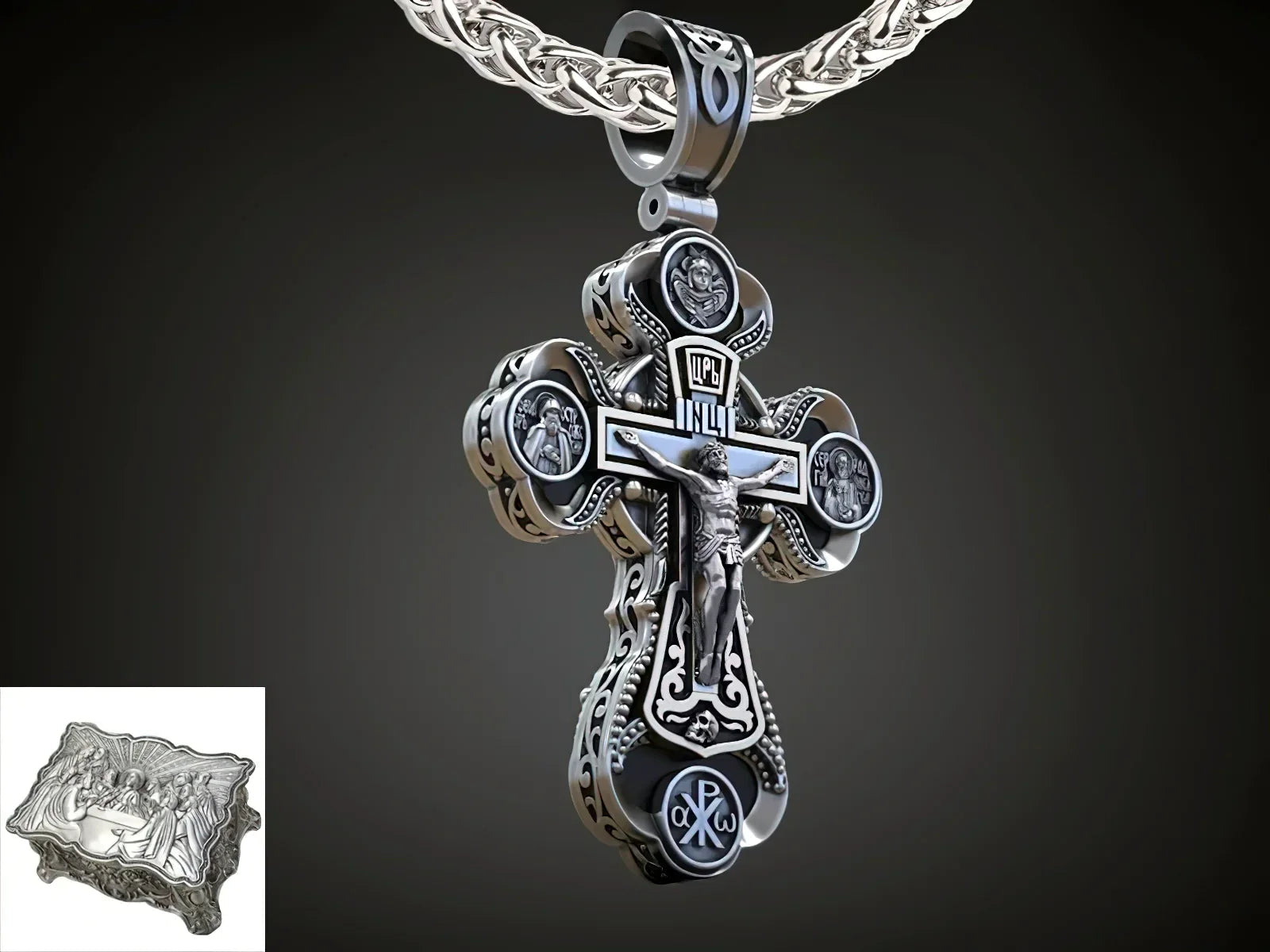 Two-Sided Devotional Cross - Jesus & Mary in 925 Silver - Wearable Faith
