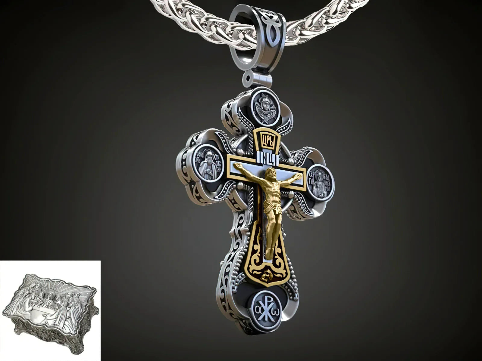 Two-Sided Devotional Cross - Jesus & Mary in 925 Silver - Wearable Faith