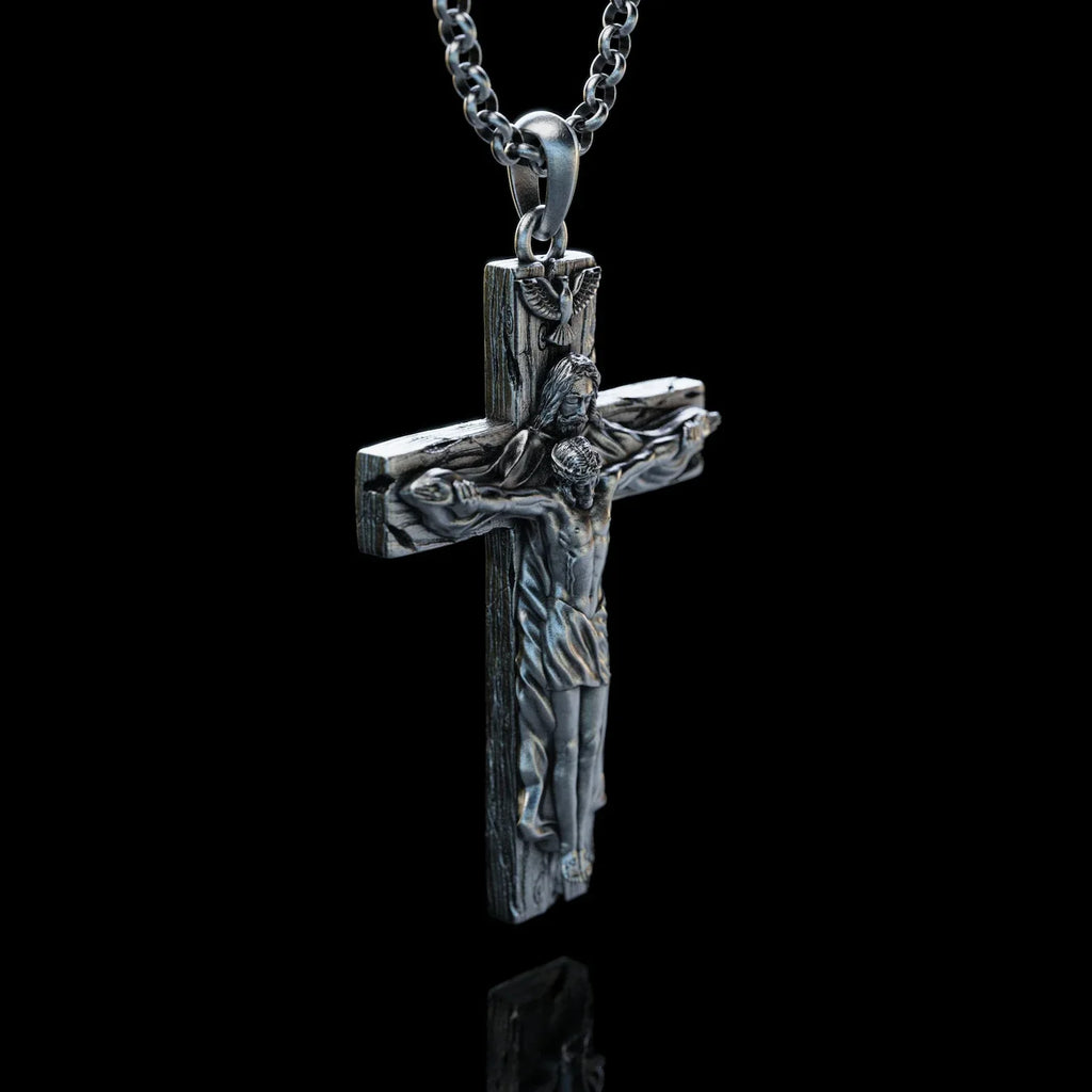 New Titanium/S925K Silver Trinity Cross Necklace