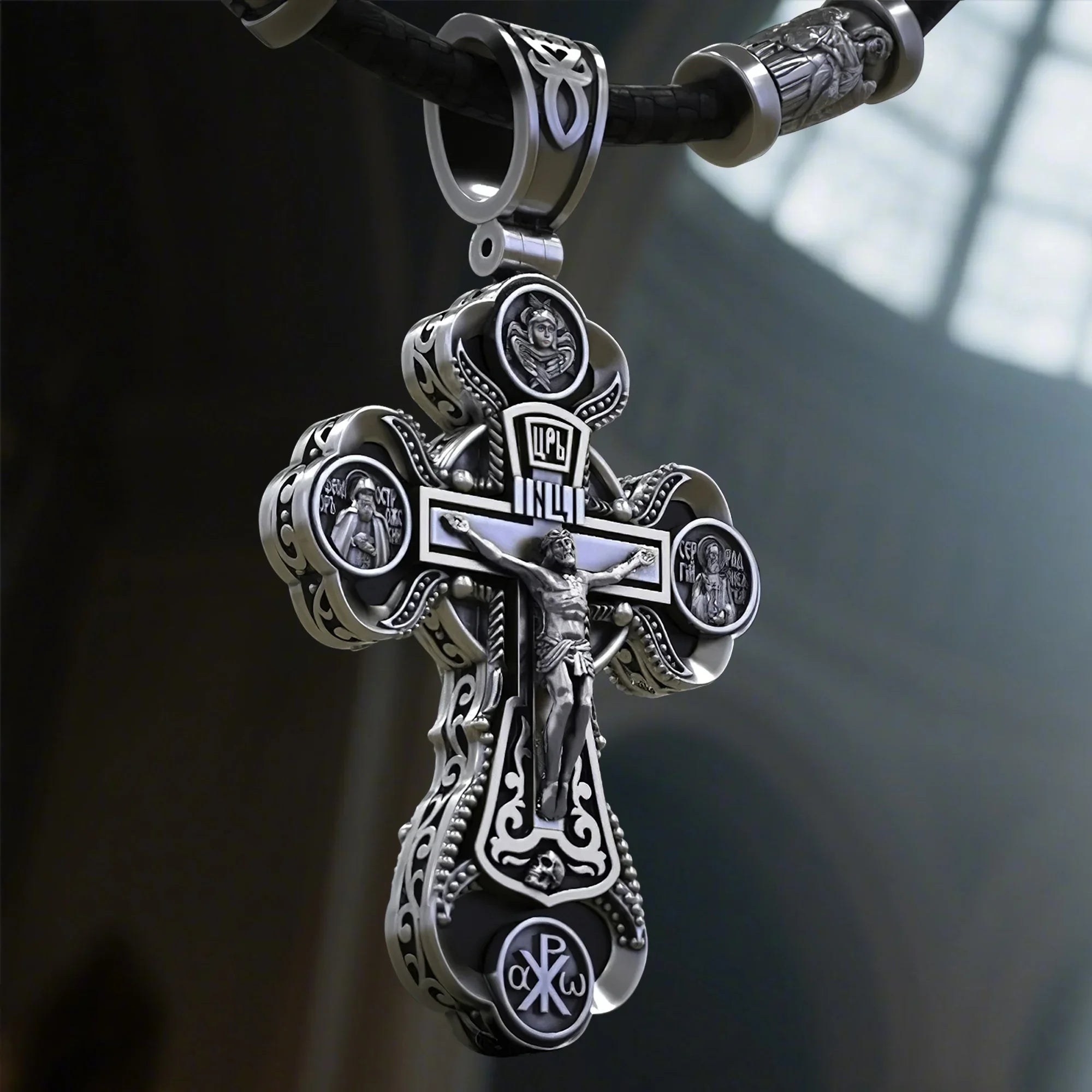 Two-Sided Devotional Cross - Jesus & Mary in 925 Silver - Wearable Faith