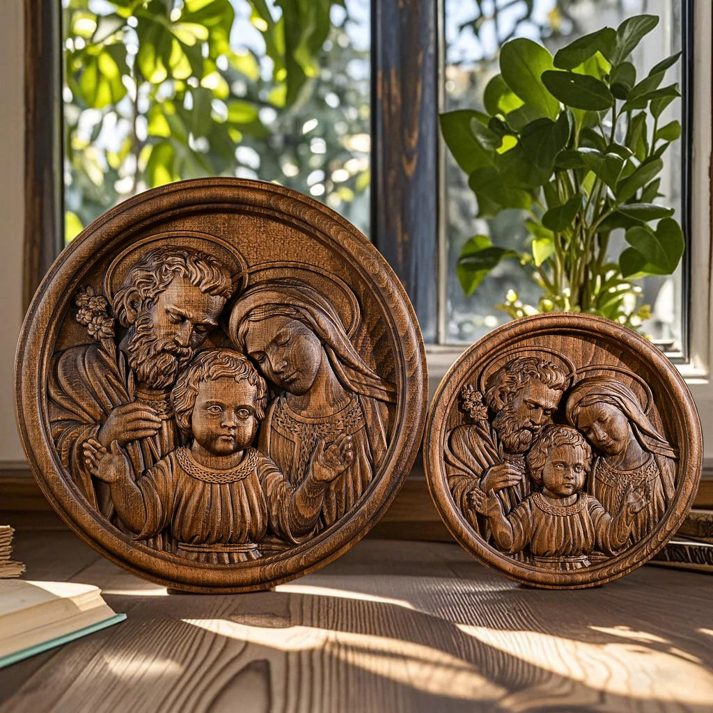 Holy Family Wooden Plaque: A Christian Symbol of Love, Faith, & Family