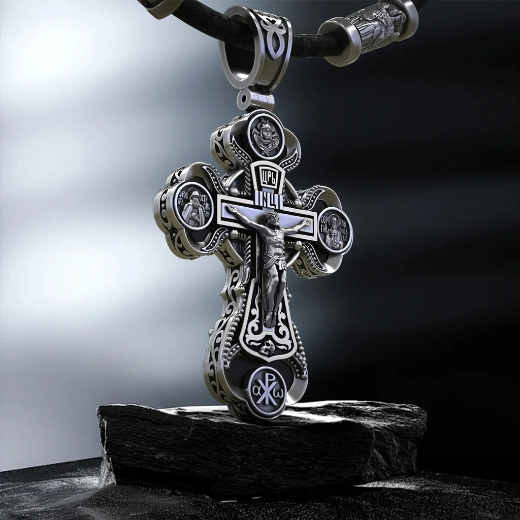 Two-Sided Devotional Cross - Jesus & Mary in 925 Silver - Wearable Faith