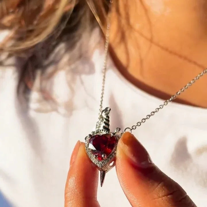⚔️❤️ Heart & Sword Matching Couple Necklaces
