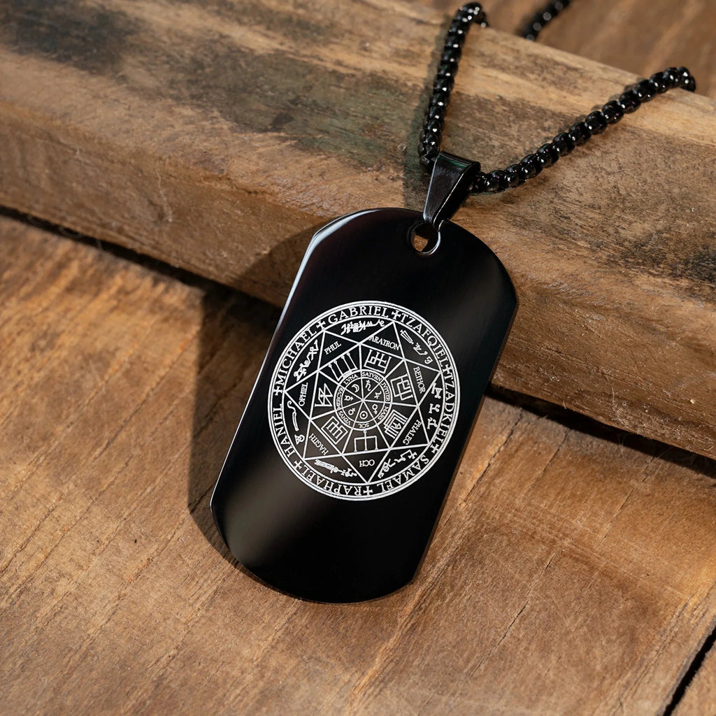 Vintage Titanium Seven Archangel's Seal Pendant - Amulet against evil eyes, curses, spells