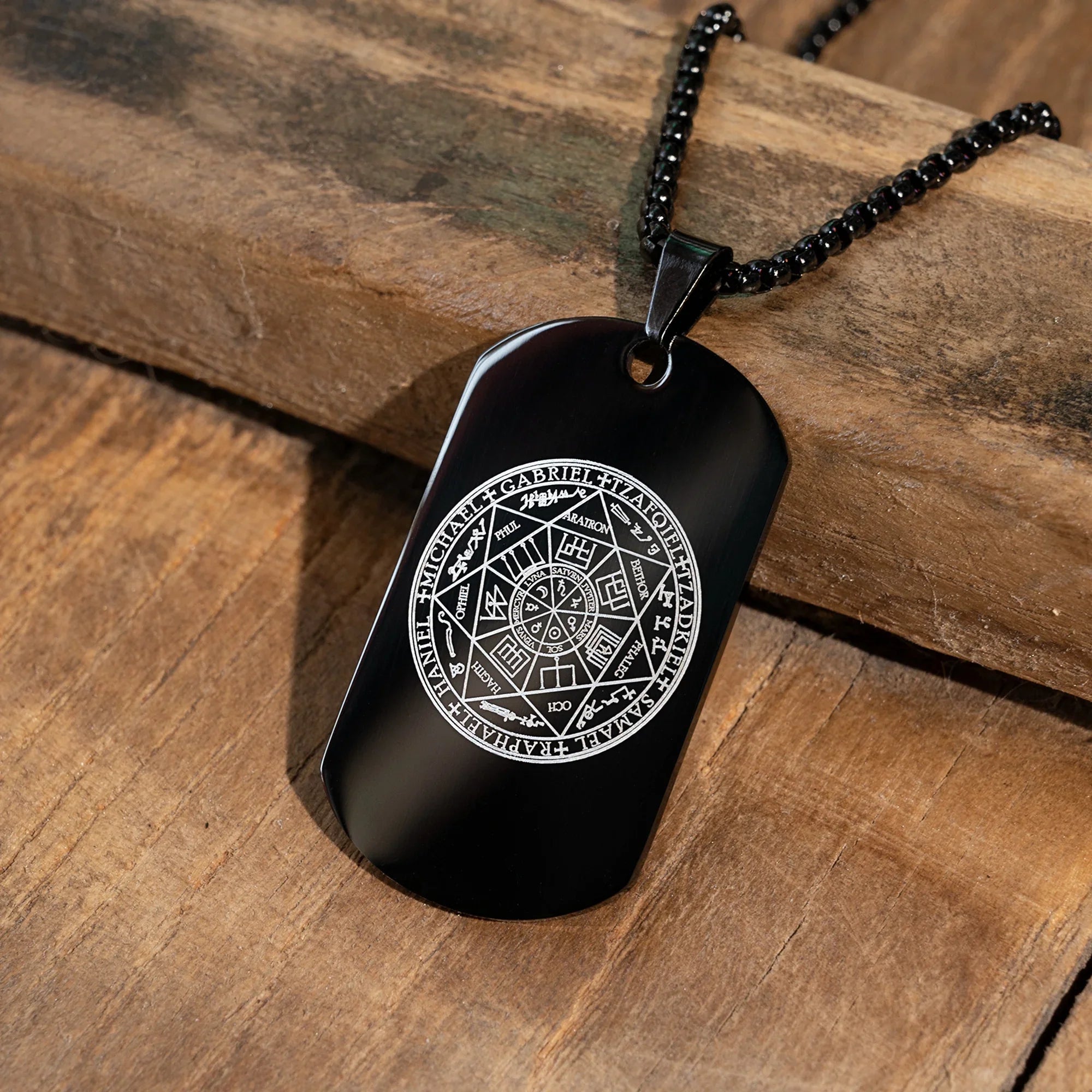 Vintage Titanium Seven Archangel's Seal Pendant - Amulet against evil eyes, curses, spells