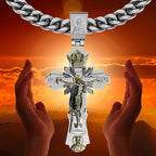 Gold-Plated Copper Crucifix Pendant with Jesus Christ and Religious Figures