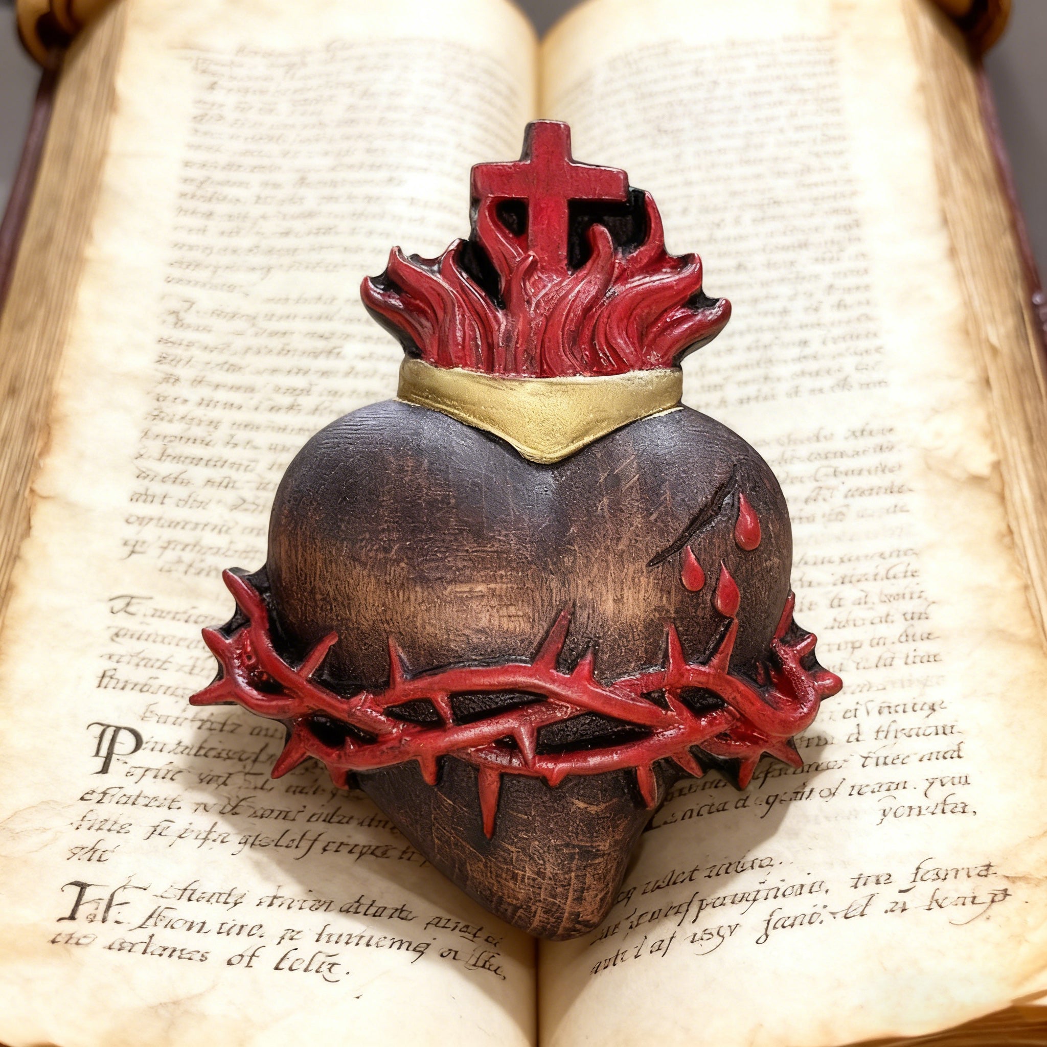 Holy Family Three Sacred Hearts Wooden Wall Decoration