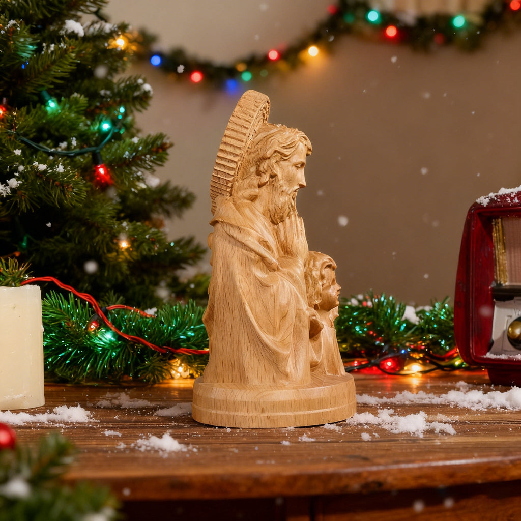 Holy Family Round Wooden Tabletop Ornament