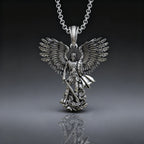 S925K Silver Saint Michael Pendant: Courage in the Heart