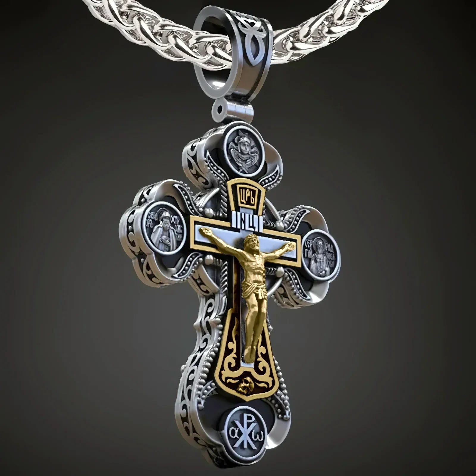 Two-Sided Devotional Cross - Jesus & Mary in 925 Silver - Wearable Faith