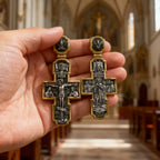 Orthodox S925K Silver Double-Sided Engraved Jesus Christ Crucified and Saints Orthodox Necklace