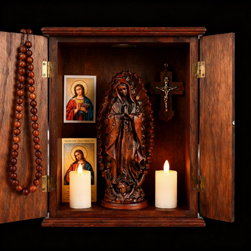 Our Lady of Guadalupe Round Wooden Tabletop Ornament