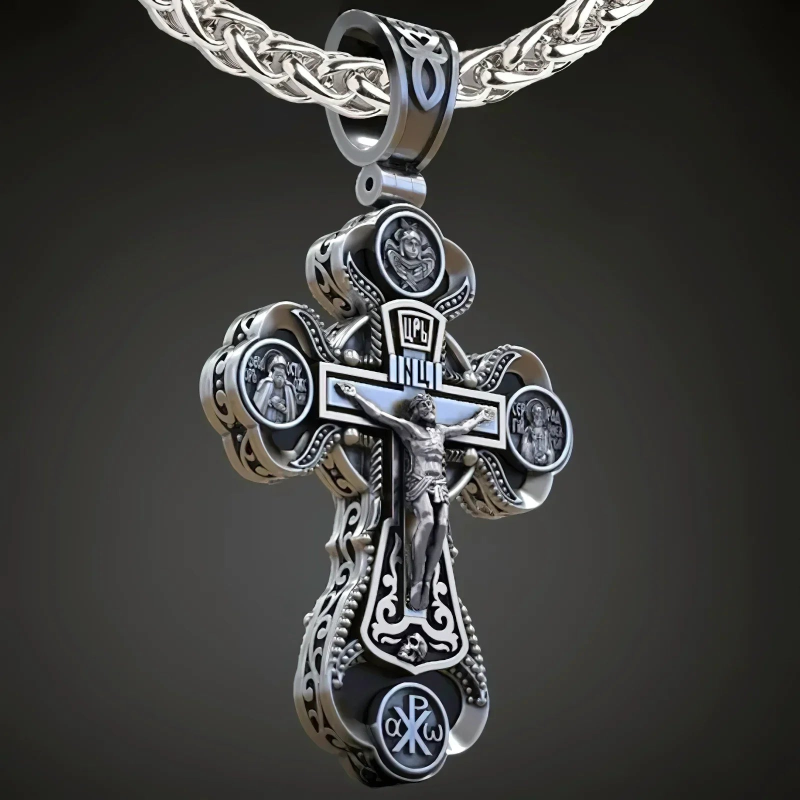 Two-Sided Devotional Cross - Jesus & Mary in 925 Silver - Wearable Faith