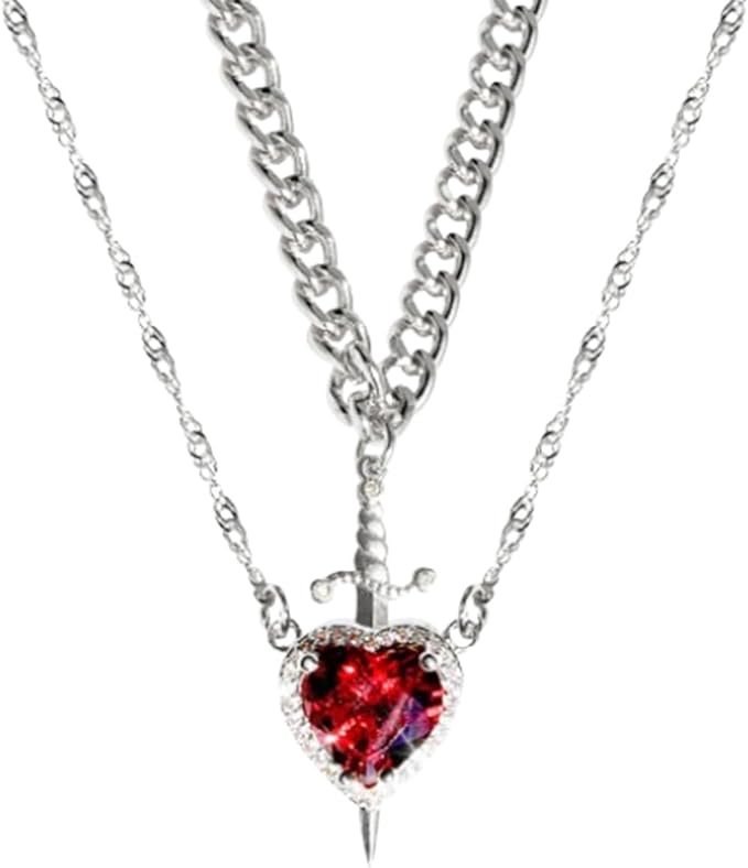 ⚔️❤️ Heart & Sword Matching Couple Necklaces