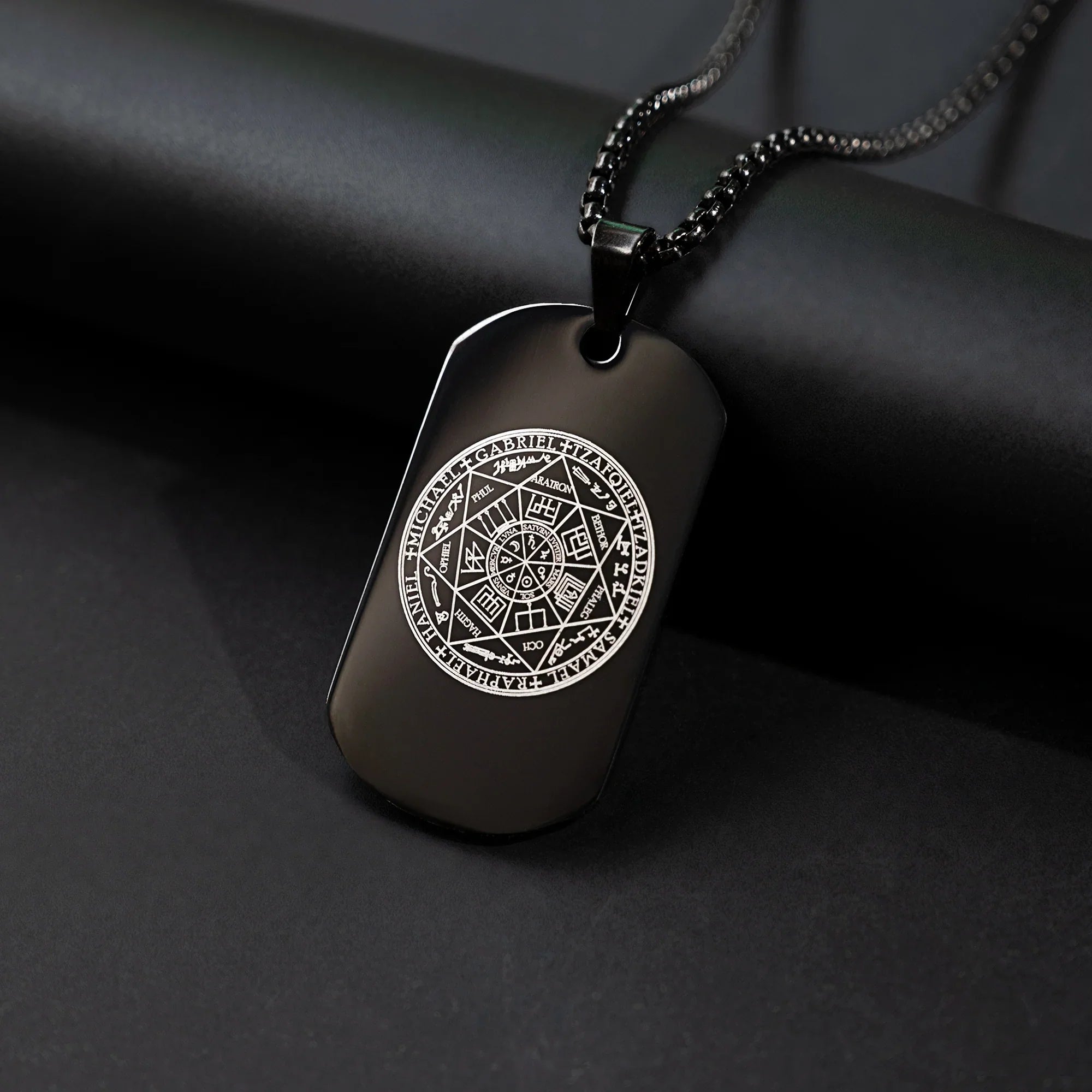 Vintage Titanium Seven Archangel's Seal Pendant - Amulet against evil eyes, curses, spells
