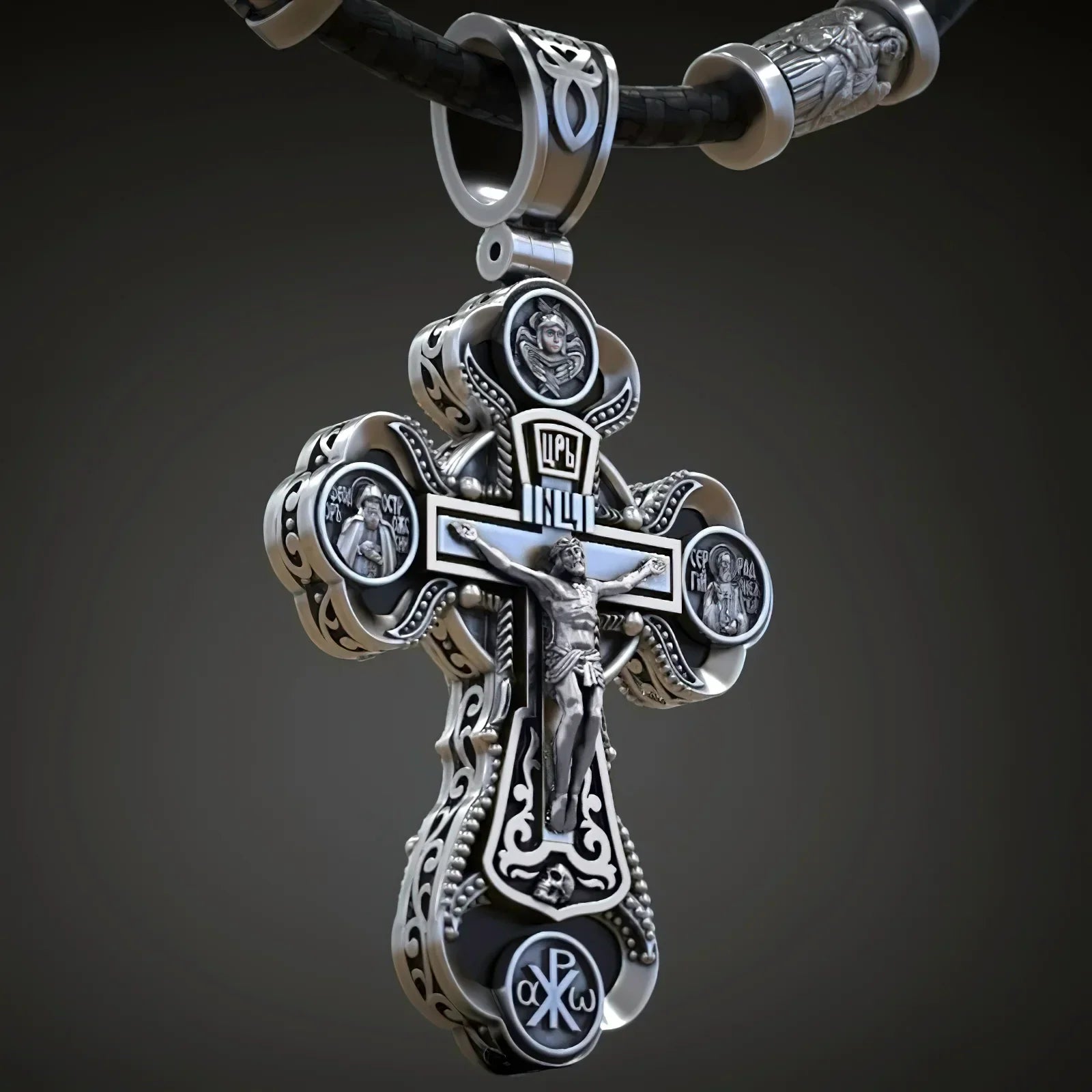 Two-Sided Devotional Cross - Jesus & Mary in 925 Silver - Wearable Faith