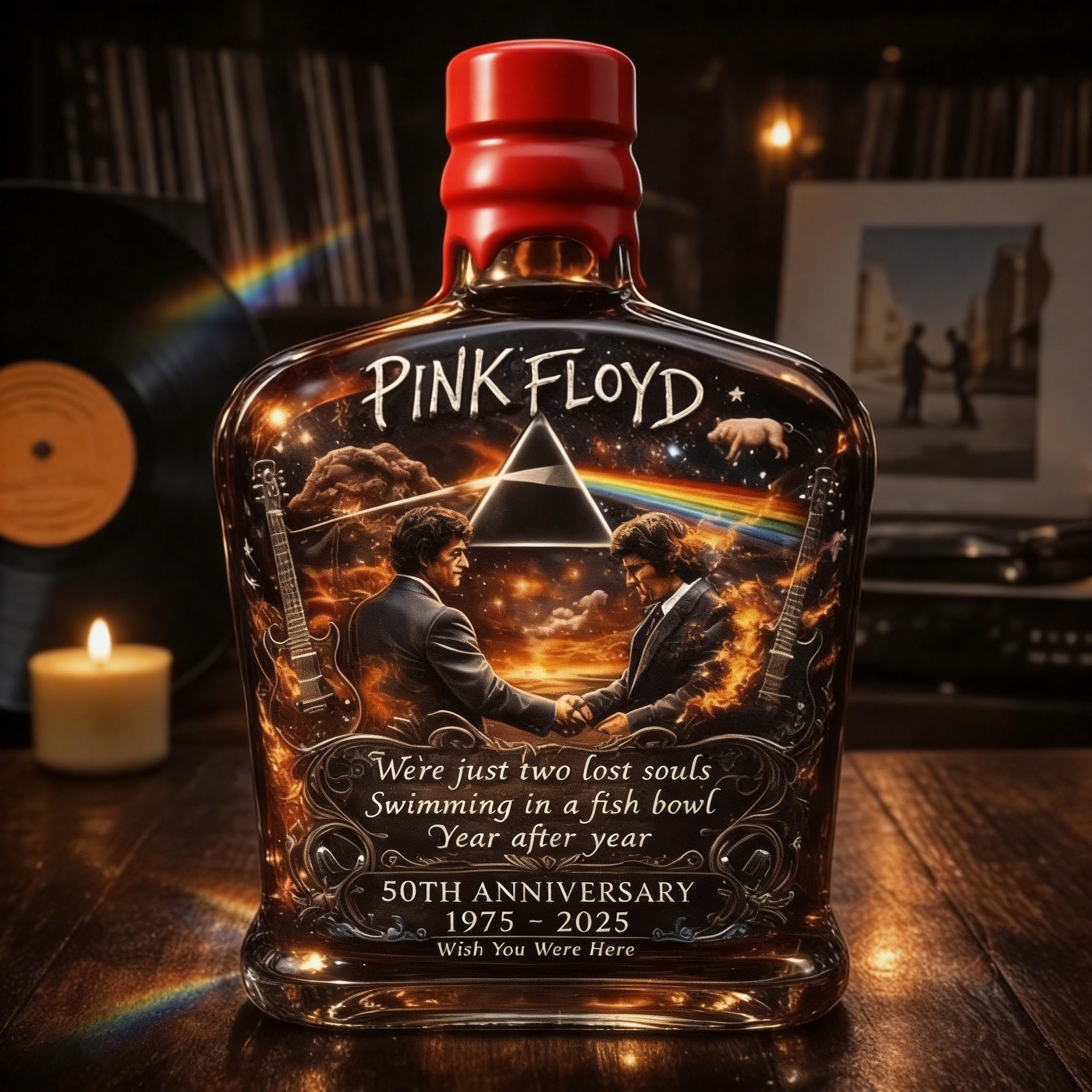Pink Floyd – “Wish You Were Here”  50th Anniversary Collector’s Whiskey Bottle🔥