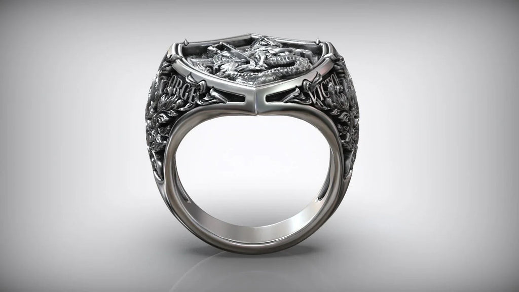 S925K Silver St. George Defeat the Dragon Ring