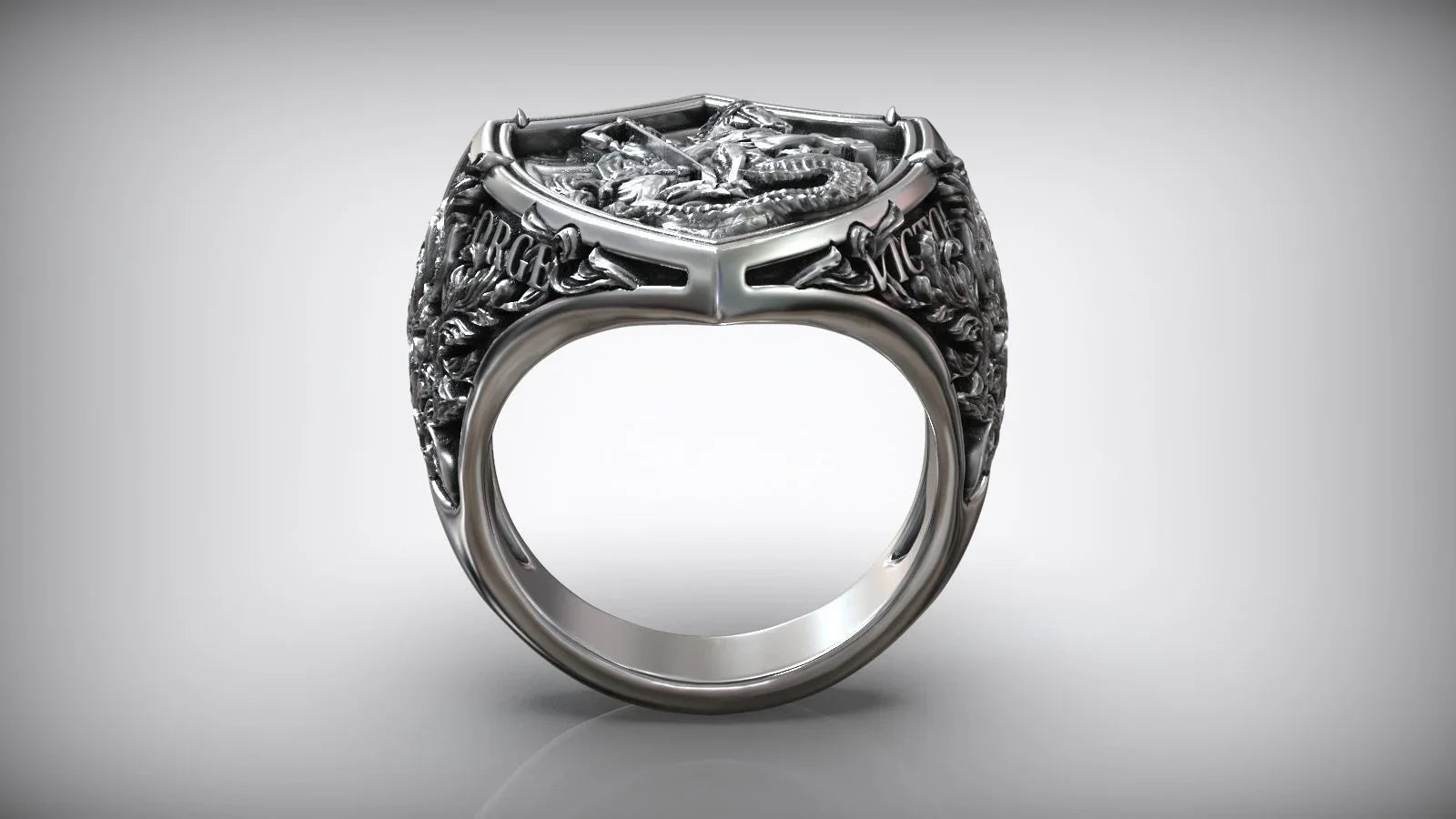 S925K Silver St. George Defeat the Dragon Ring