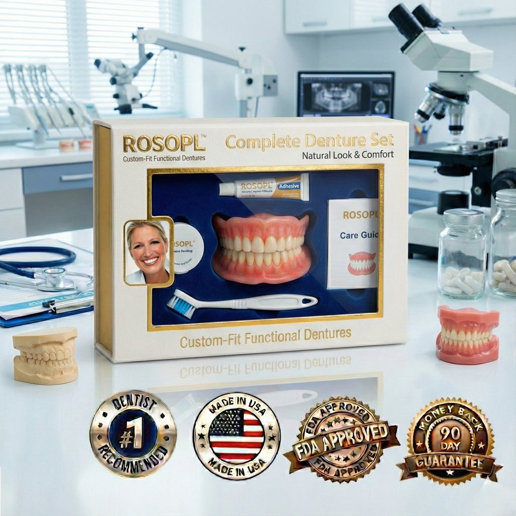 ROSOPL DENTURES-Boil-and-Bite Functional Denture, Self-fit at Home, Fully Adjustable for Narrow or Wide Arches💋
