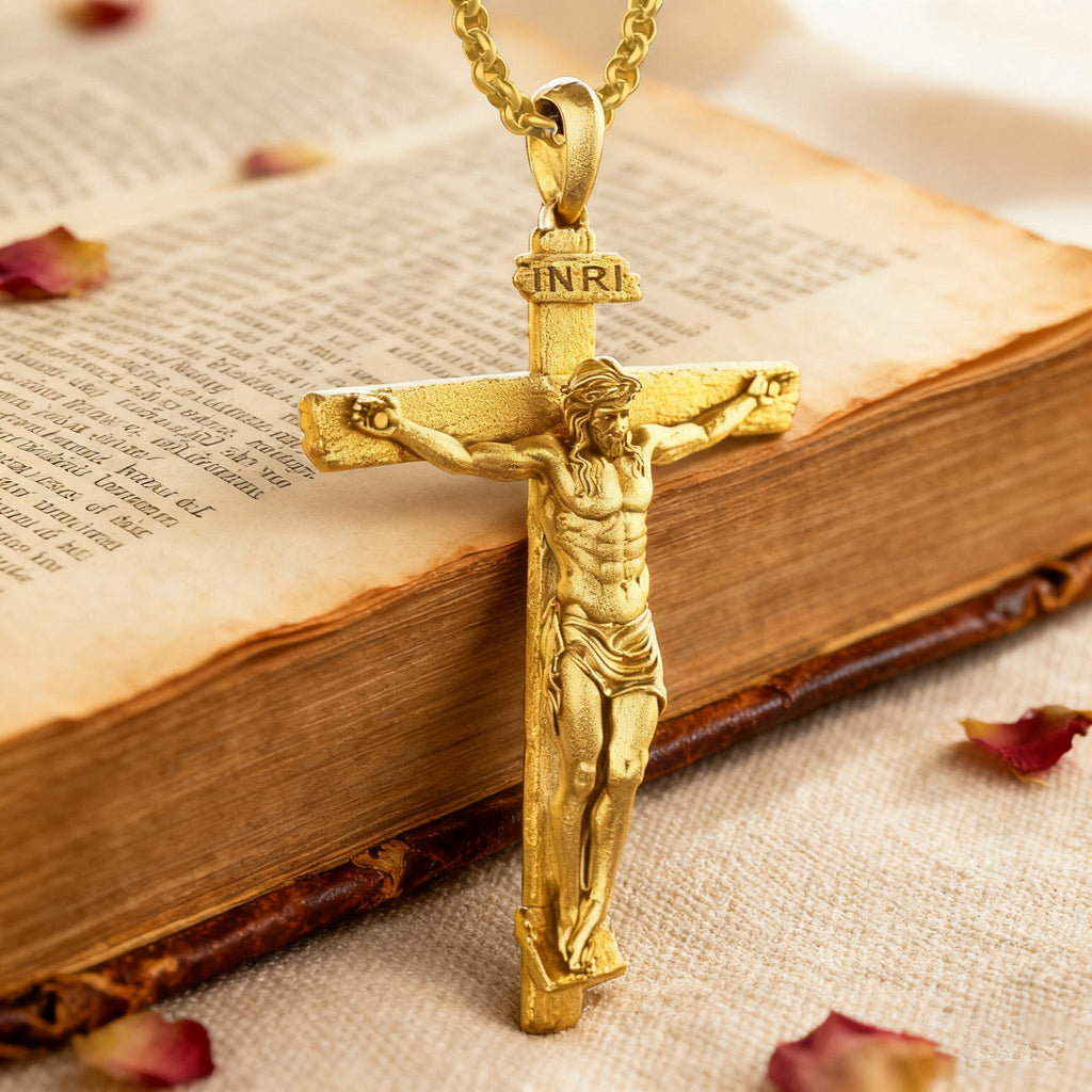 S925K Sandblasted Silver Jesus Crucifix Pendant
