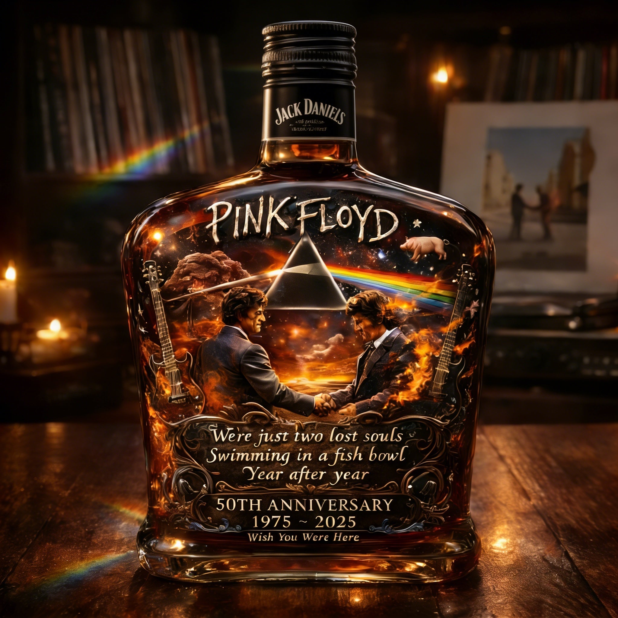 Pink Floyd – “Wish You Were Here”  50th Anniversary Collector’s Whiskey Bottle🔥