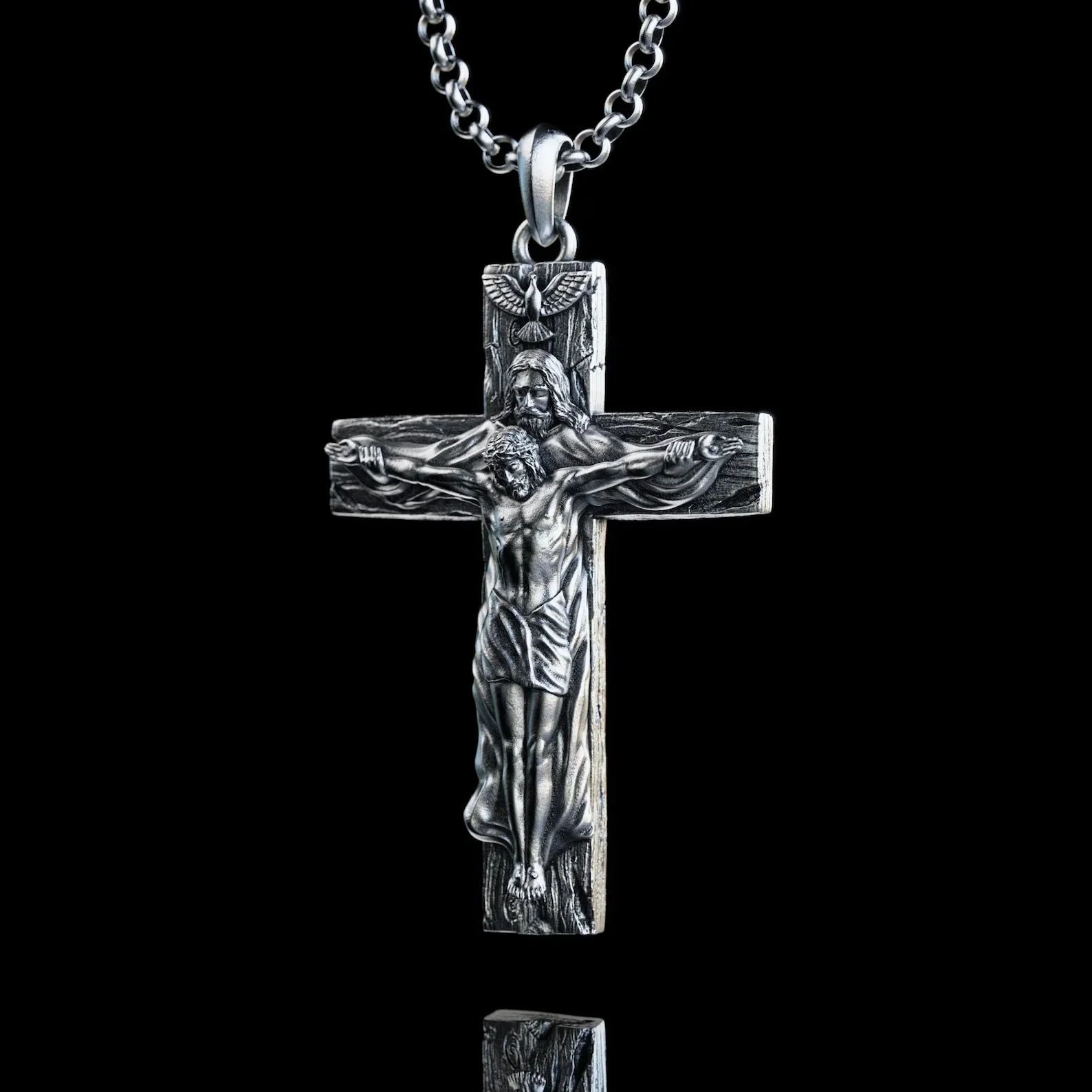 New Titanium/S925K Silver Trinity Cross Necklace