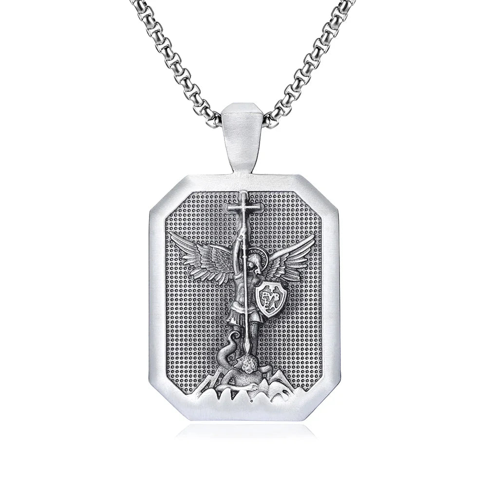 St.Michael Archangel Necklace guardian angel patron saint of paratroopers police military paramedics firemen Michael talisman protection
