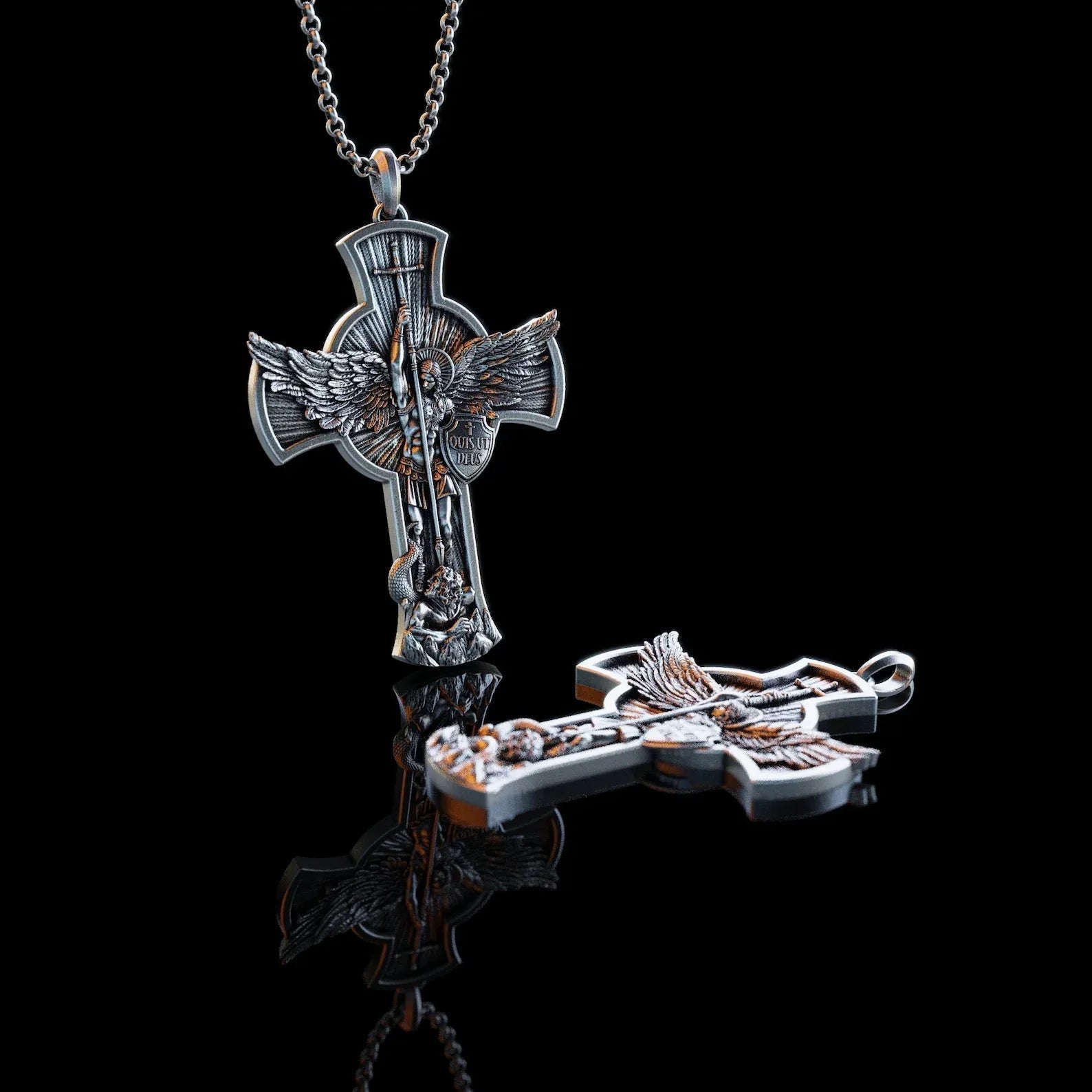 New titanium steel/S925K silver Archangel St. Michael necklace