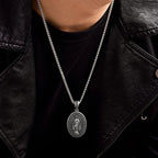 S925K Silver Miracle Medal English Version Inscription Necklace