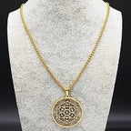 Stainless Steel Metatron's Cube Necklace Pendant Sacred Geometry Amulet Jewelry