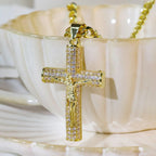 Jesus Cross Diamond - Encrusted Necklace