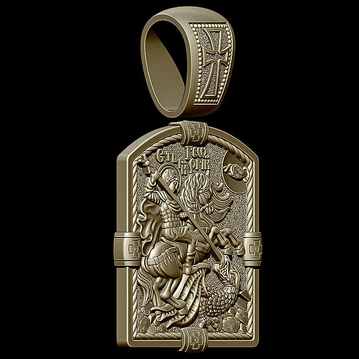 S925K Silver St. George Defeats the Dragon Protection Necklace