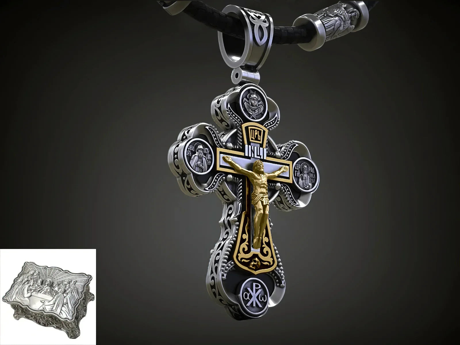 Two-Sided Devotional Cross - Jesus & Mary in 925 Silver - Wearable Faith