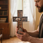 BGCOPPER Savior Jesus Cross - Carved from Natural Wood