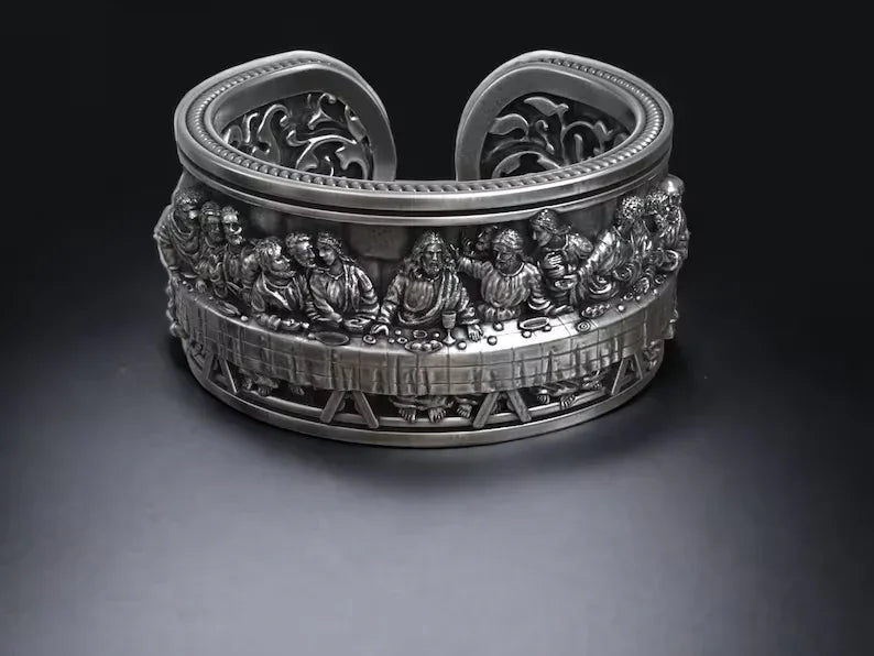 The Last Supper 925K Sterling Silver Open End Adjustable Ring