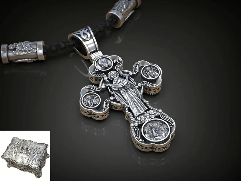 Two-Sided Devotional Cross - Jesus & Mary in 925 Silver - Wearable Faith