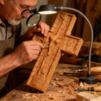 BGCOPPER Savior Jesus Cross - Carved from Natural Wood