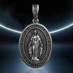 S925K Silver Miracle Medal English Version Inscription Necklace