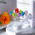 🔥Last Day 50% OFF - ❤️🌹Crystal Colorful Rose Flower Collectible Figurine with Vase💋